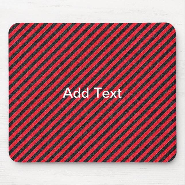 Thin Black and Red Diagonal Stripes Mouse Pad (Front)