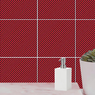 Thin Black and Red Diagonal Stripes Tile