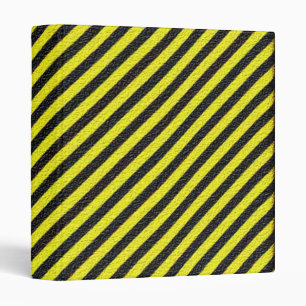 Thin Black and Yellow Diagonal Stripes Binder