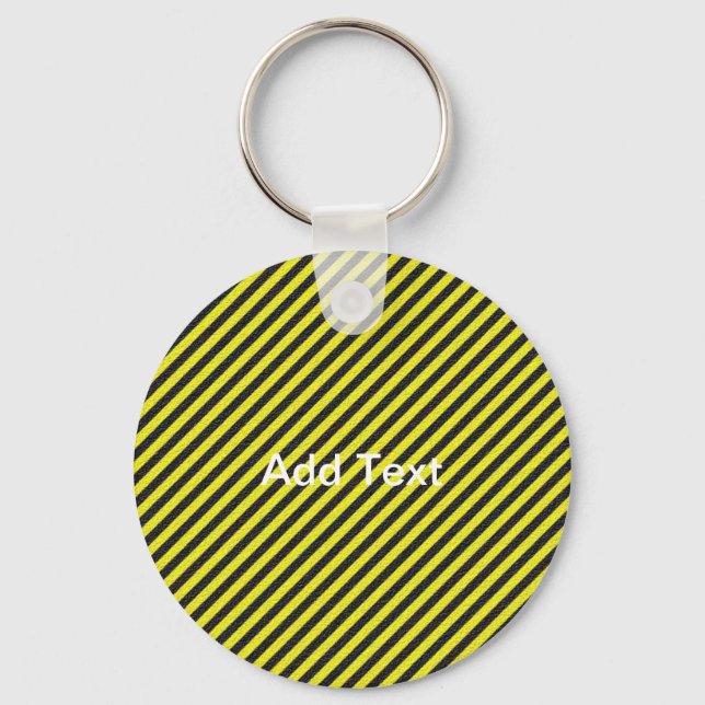 Thin Black and Yellow Diagonal Stripes Keychain (Front)