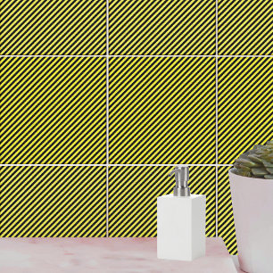 Thin Black and Yellow Diagonal Stripes Tile