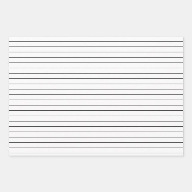 Thin Black Stripes on White Party or Christmas Wrapping Paper Sheet (Front)