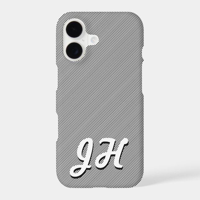 Thin Black & White Stripes | Retro-Styled Initials (Back)
