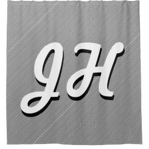 Thin Black & White Stripes   Retro-Styled Initials