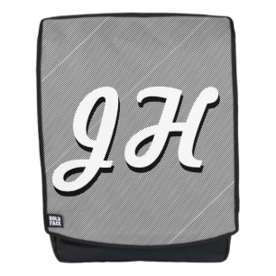 Thin Black & White Stripes   Retro-Styled Initials Backpack