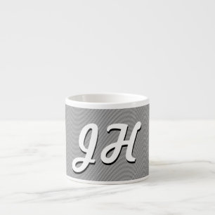 Thin Black & White Stripes   Retro-Styled Initials Espresso Cup