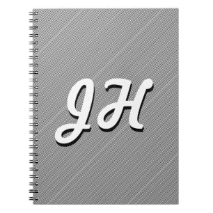 Thin Black & White Stripes   Retro-Styled Initials Notebook