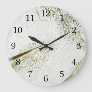 Thin blades of grass Japanese rice paper Large Clock