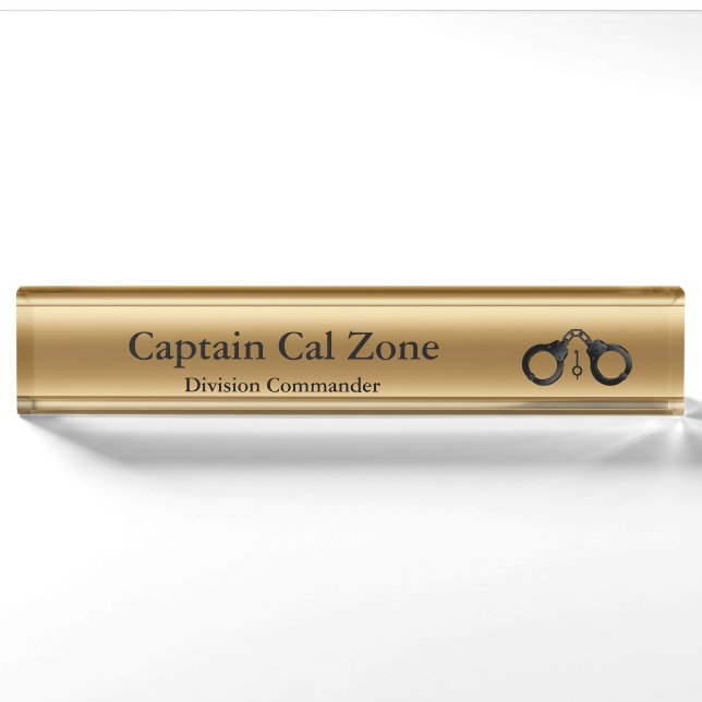 Thin Blue Line - 24 Karat Gold Look Nameplate (Front)