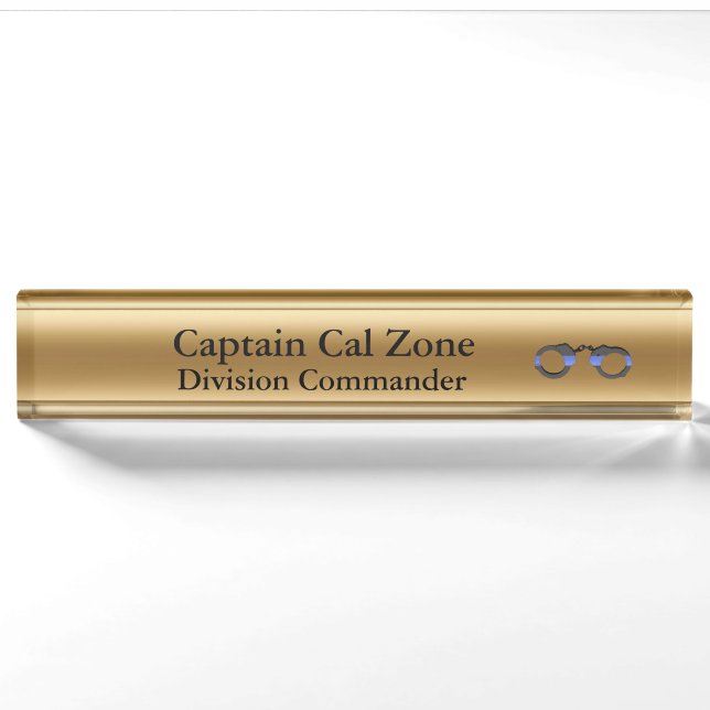 Thin Blue Line - 24 Karat Gold Look Nameplate (Front)