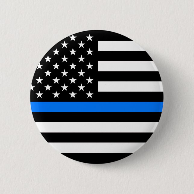 "THIN BLUE LINE" 2 INCH ROUND BUTTON (Front)