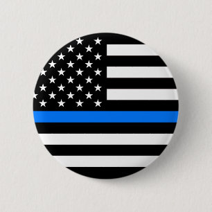 "THIN BLUE LINE" 2 INCH ROUND BUTTON