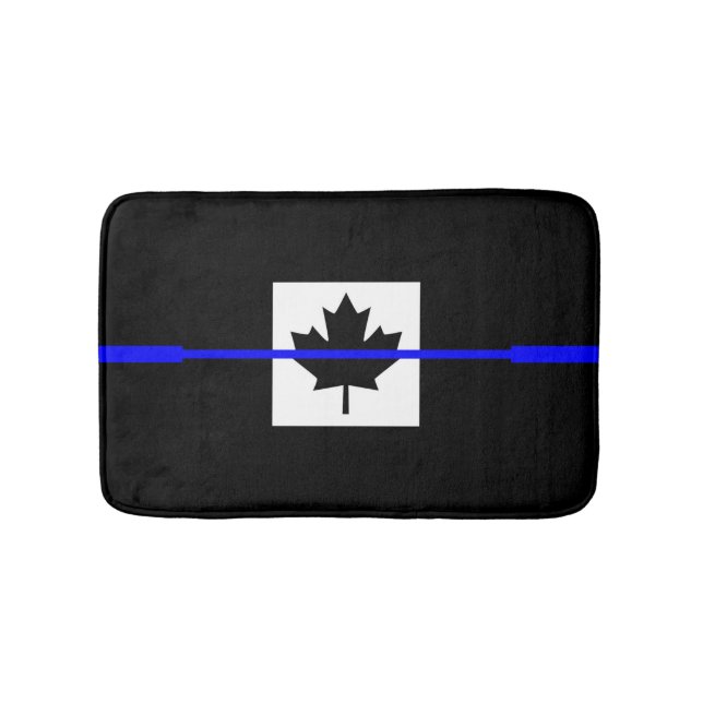 Thin Blue Line Accent on Canadian Flag Bath Mat (Front)