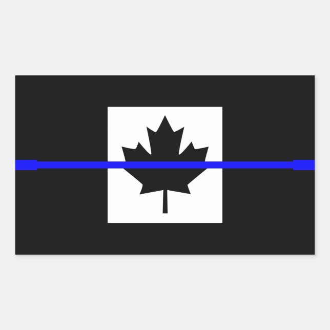 Thin Blue Line Accent on Canadian Flag Sticker (Front)