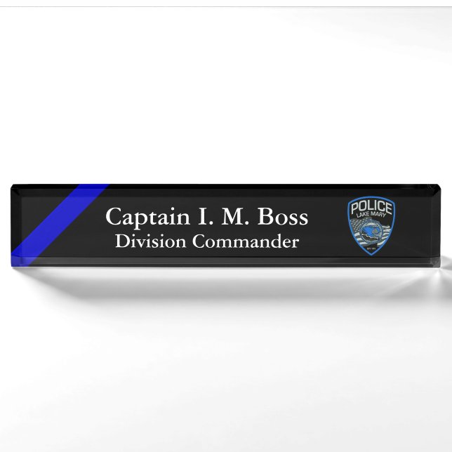 Thin Blue Line - Agency Patch Desk Name Plate (Front)
