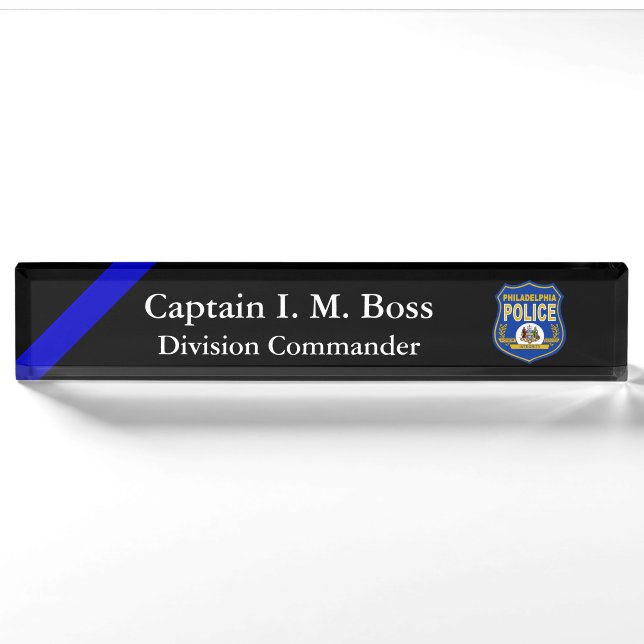 Thin Blue Line - Agency Patch Desk Name Plate (Front)