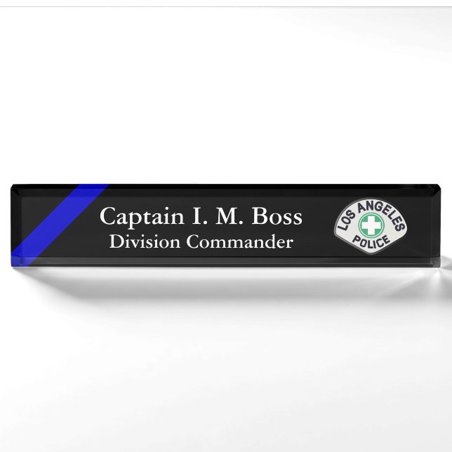 Thin Blue Line - Agency Patch Desk Name Plate (Front)