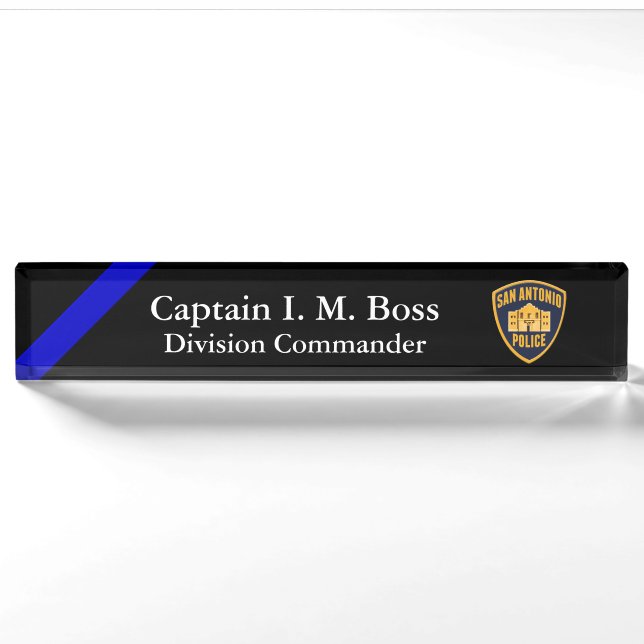 Thin Blue Line - Agency Patch Desk Name Plate (Front)