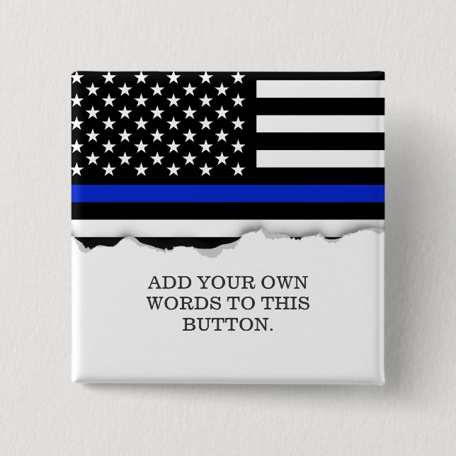 Thin Blue Line American Flag 2 Inch Square Button (Front)