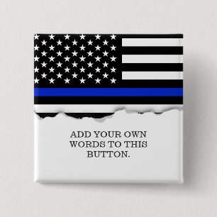 Thin Blue Line American Flag 2 Inch Square Button