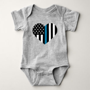 Thin Blue Line American Flag Baby Bodysuit