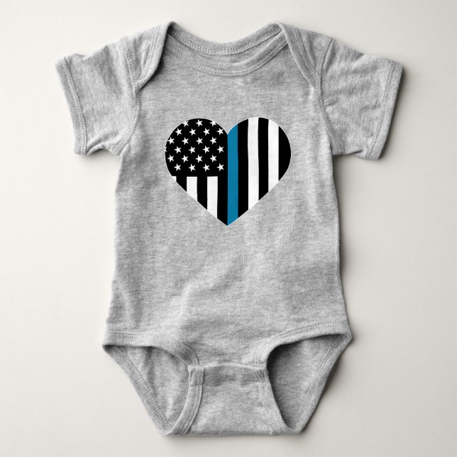Thin Blue Line American Flag Baby Bodysuit (Front)