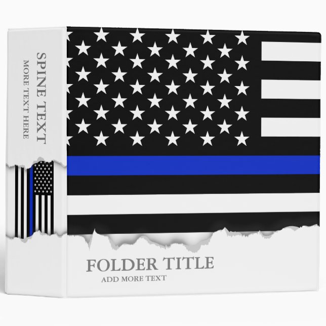 Thin Blue Line American Flag Binder (Front/Spine)
