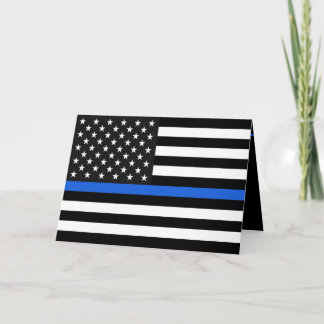 Thin Blue Line American Flag Card