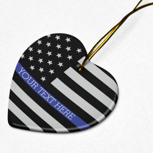 Thin Blue Line - American Flag Ceramic Ornament