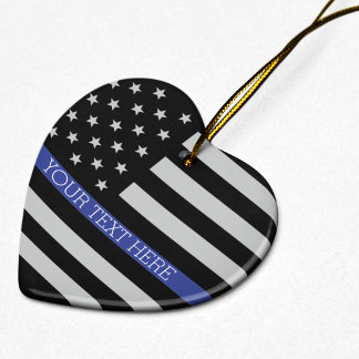 Thin Blue Line - American Flag Ceramic Ornament