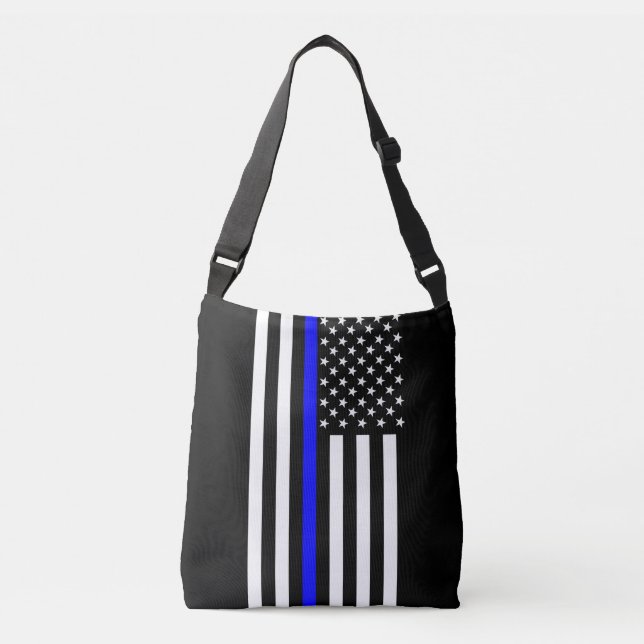 Thin Blue Line American Flag Crossbody Bag (Front)