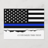 Thin Blue Line American Flag Custom text