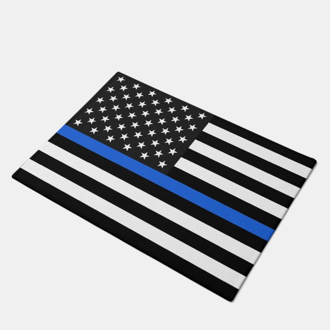 Thin Blue Line American Flag Doormat (Angled)