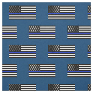 Thin Blue Line American Flag Fabric