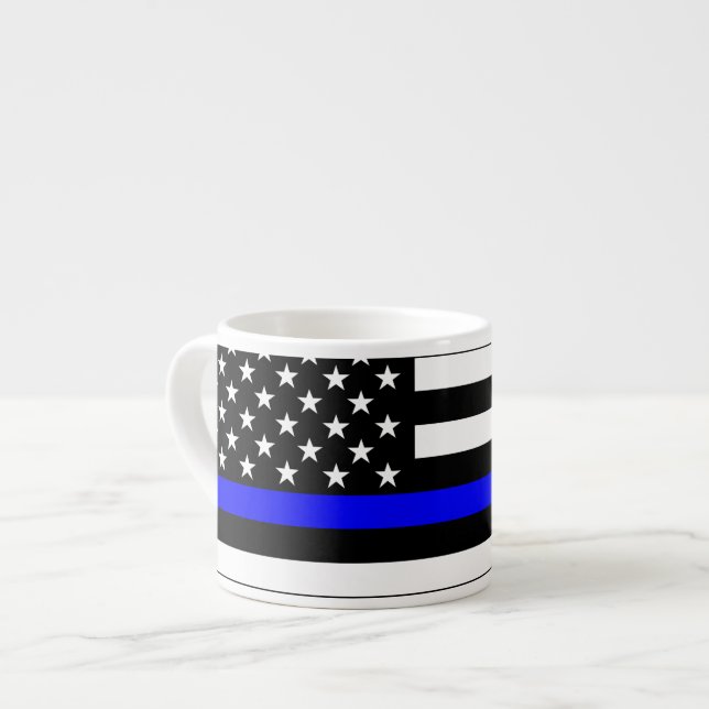 Thin Blue Line American Flag Graphic Decor Espresso Cup (Front Left)