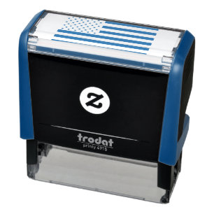 Thin Blue Line American Flag graphic on a Self-inking Stamp