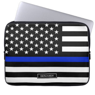 Thin Blue Line American Flag Laptop Sleeve