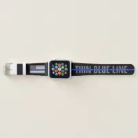 Thin Blue Line American flag law enforcement black Apple Watch Band