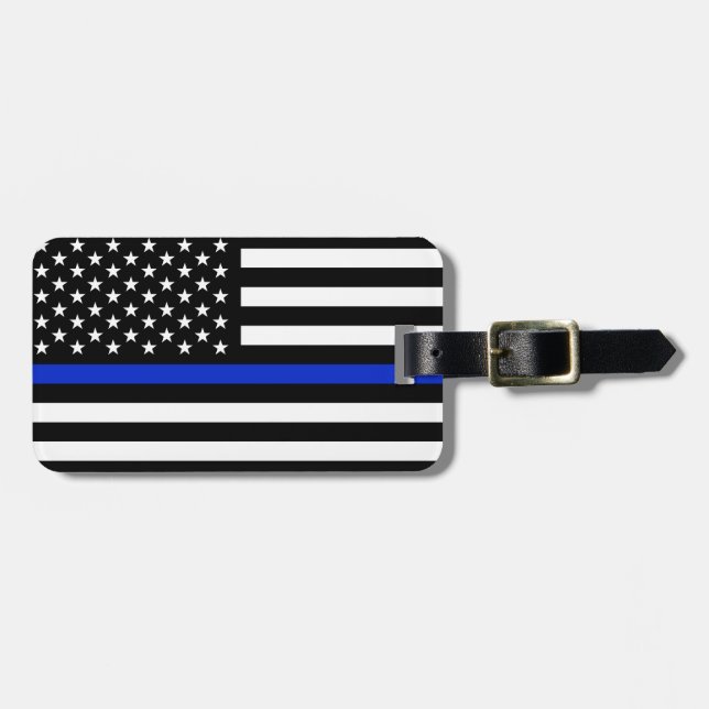 Thin Blue Line American Flag Luggage Tag (Front Horizontal)