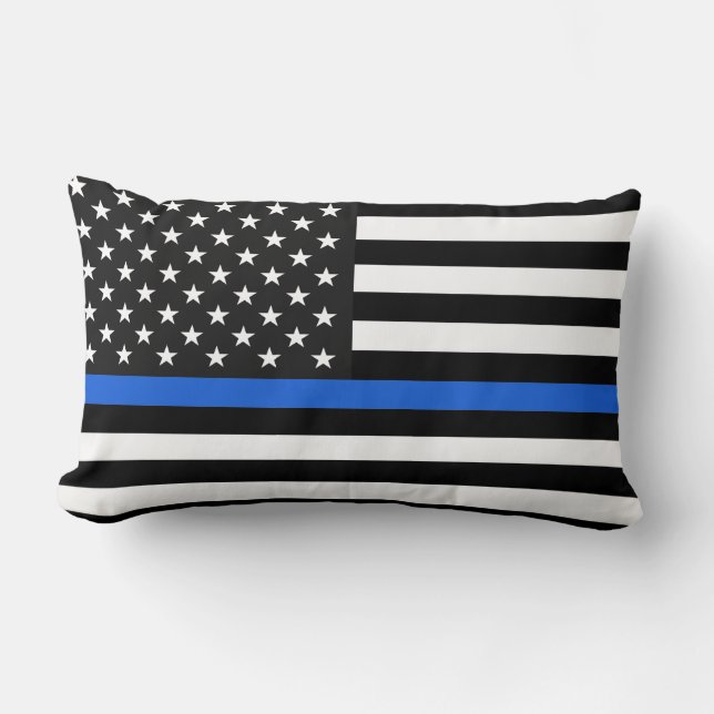 Thin Blue Line American Flag Lumbar Pillow (Front)