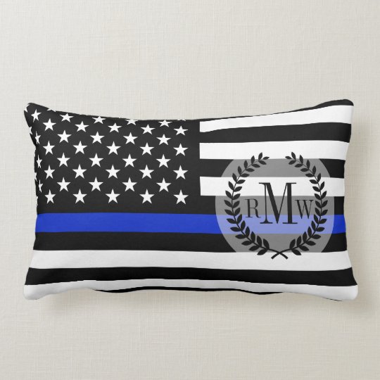 Thin Blue Line American Flag Lumbar Pillow