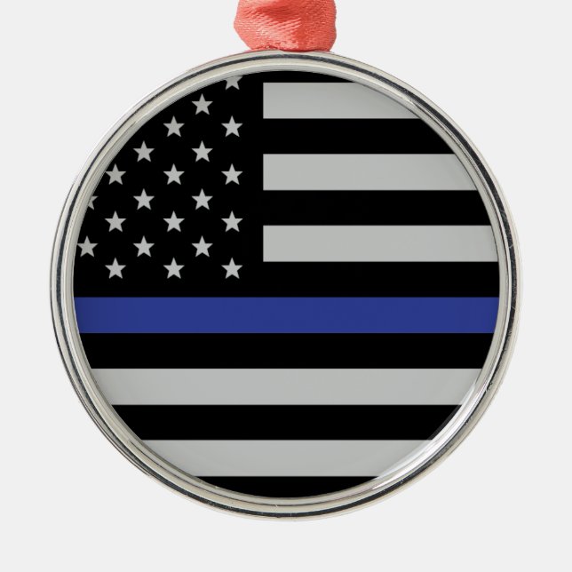Thin Blue Line - American Flag Metal Ornament (Front)