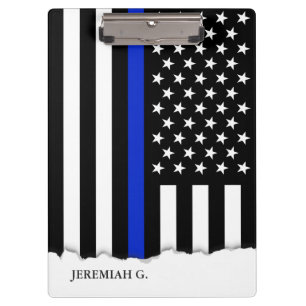 Thin Blue Line American Flag Personalized Clipboard