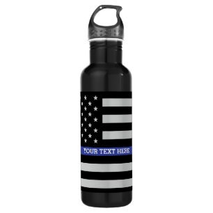 Thin Blue Line - American Flag Personalized Custom 710 Ml Water Bottle