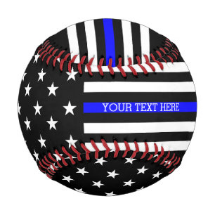 Thin Blue Line - American Flag Personalized Custom Baseball