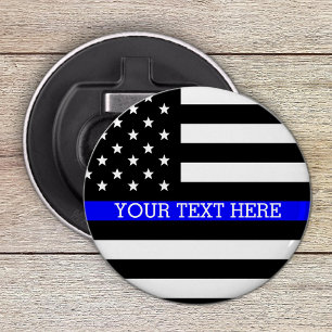 Thin Blue Line - American Flag Personalized Custom Bottle Opener