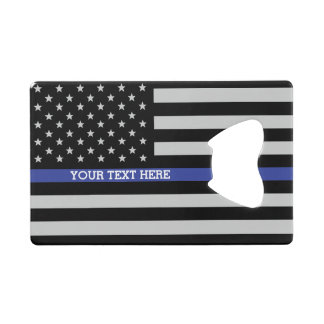 Thin Blue Line - American Flag Personalized Custom Credit Card Bottle Opener