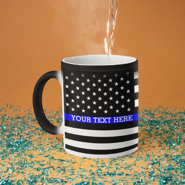 Thin Blue Line - American Flag Personalized Custom Magic Mug (Creator Uploaded)