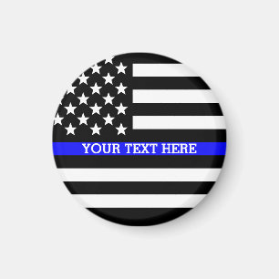 Thin Blue Line - American Flag Personalized Custom Magnet