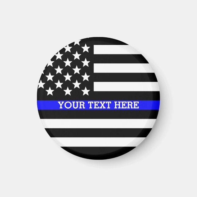 Thin Blue Line - American Flag Personalized Custom Magnet (Front)